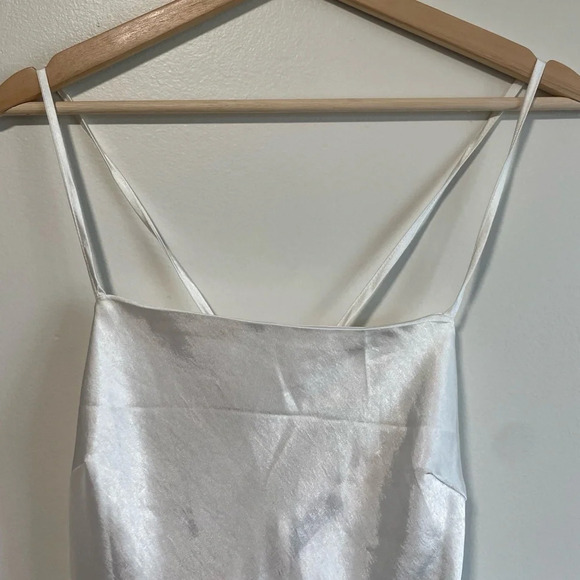 Nasty Gal White Cowl Neck Satin  Maxi Slip Dress - Size 2 - Picture 5 of 9